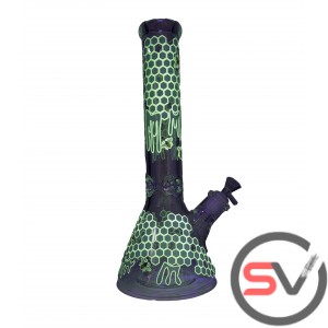 HONEYCOMB GLASS BEAKER With ICE CATCHER 14inch - GREEN